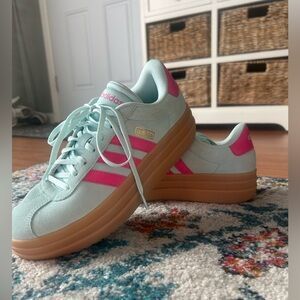 adidas Women's Mint and Pink Platform Sneakers